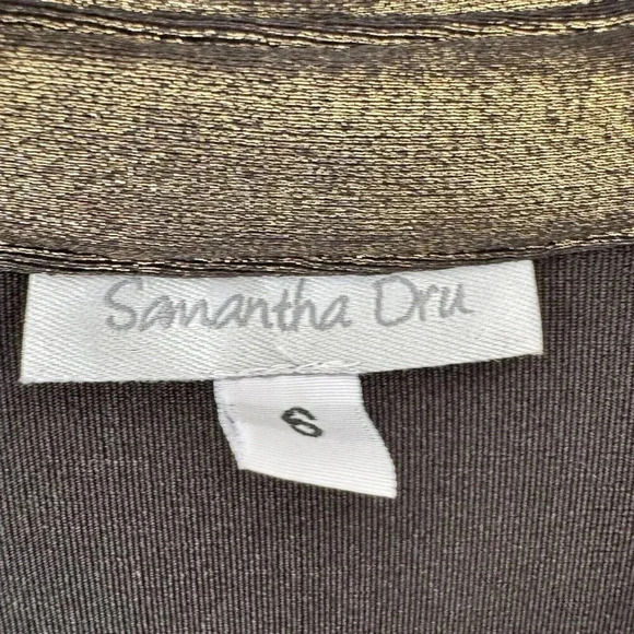 Samantha Dru Copper Metallic Holiday Party Button Down Top Size Small - Picture 4 of 5